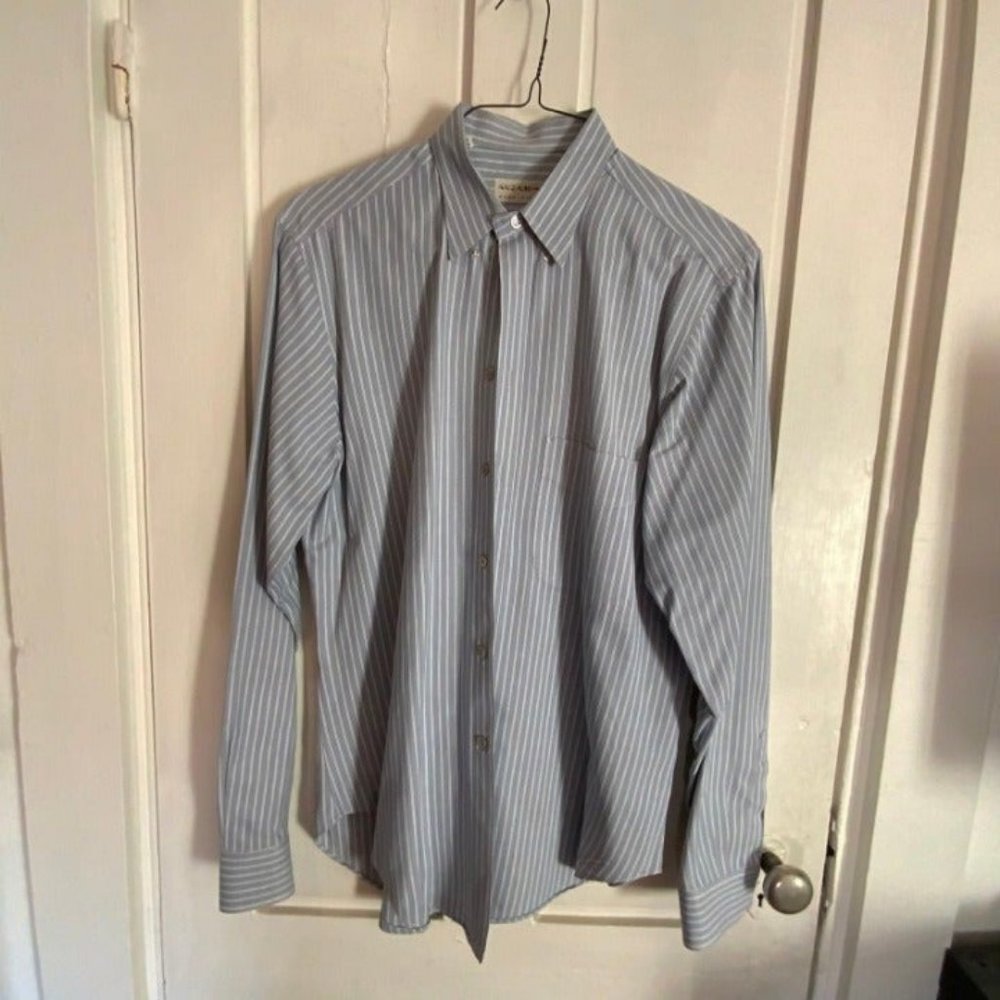 Kriziauomo Mens Dress Shirt Grey Gray White Stripe Sz Small Italy Vintage